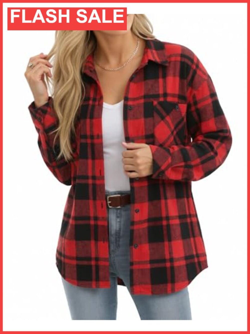 Oversized Plaid Flannel Button Down Shirt Drop Shoulder Long Sleeve